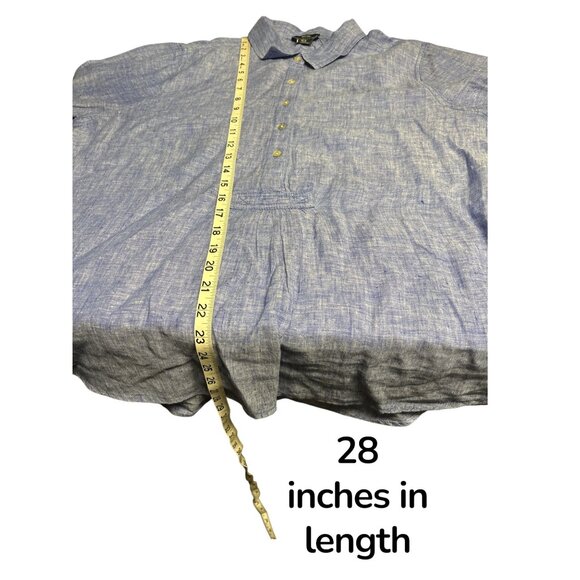 Womens Jones New York Blue Linen Button-Down Shirt Size XL - Picture 8 of 8